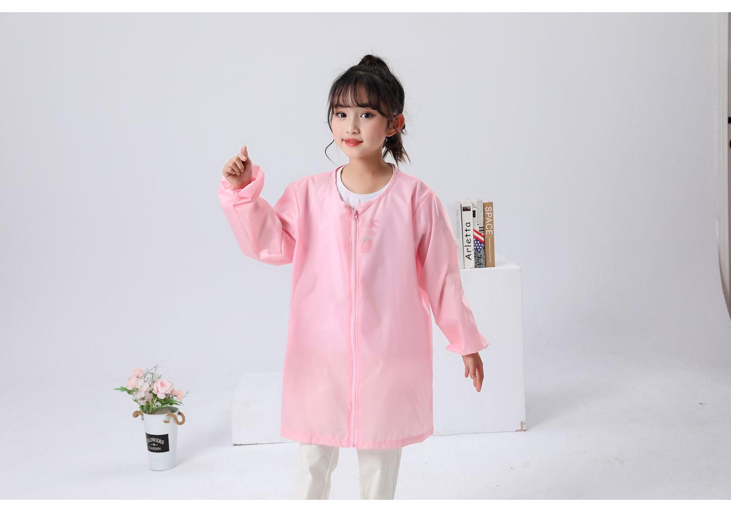 Nová ľahká nepremokavá umelecká zástera pre batoľatá s predným zipsom XL for 135-155cm pink