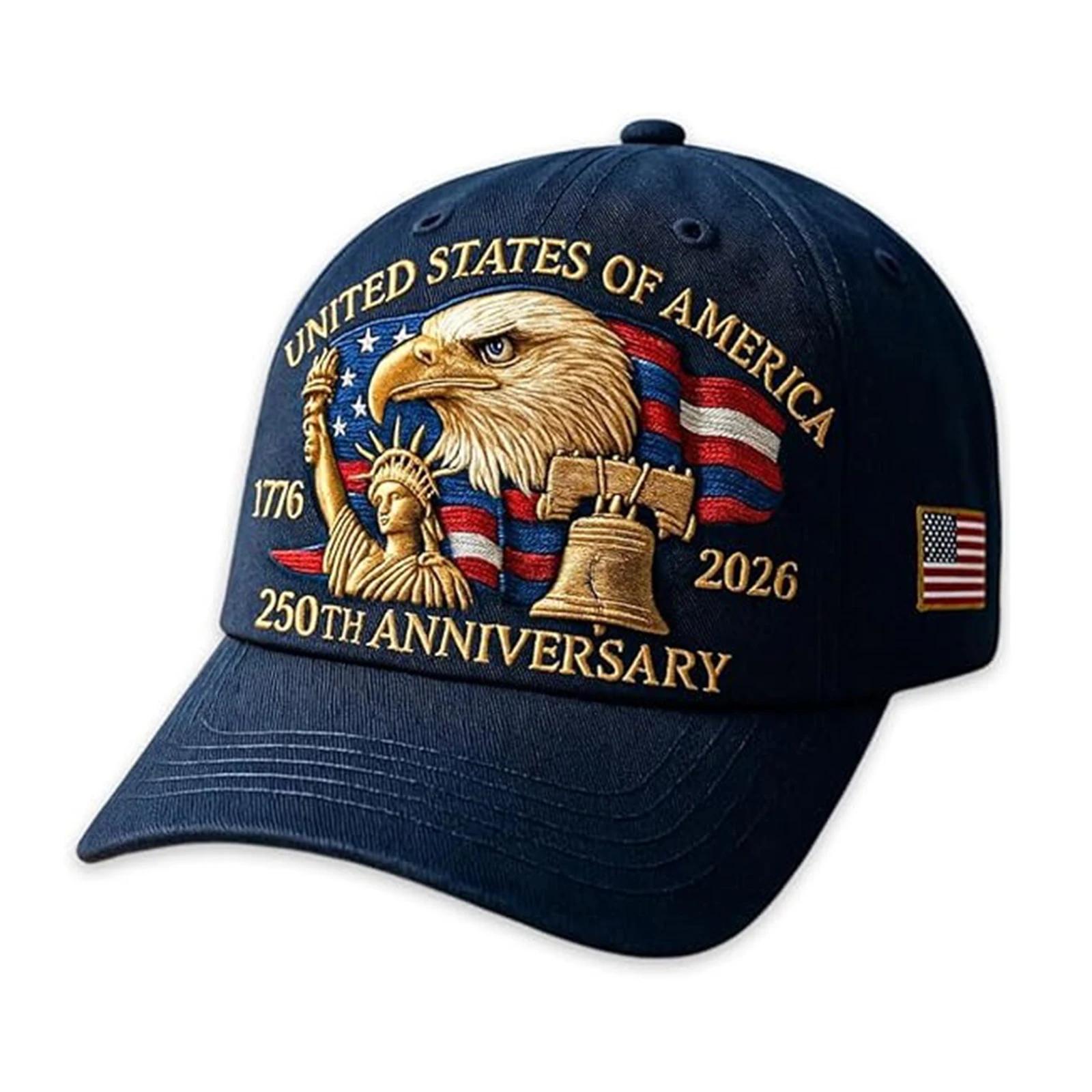 

US 250th Anniversary Hat United States Eagle Printed Cotton Baseball Cap Adjustable Retro Patriotic Tribute Hats For Men Women