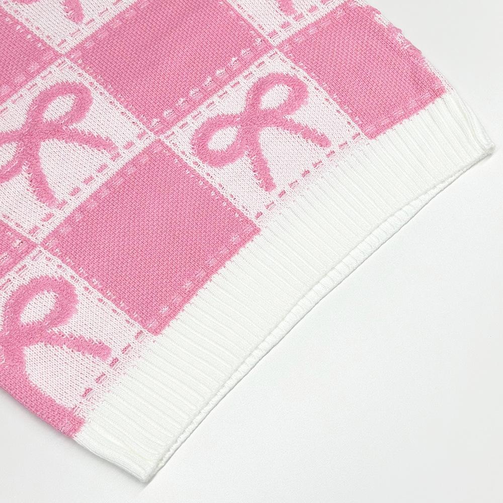 Herbst und Winter Neuer Süßer Weihnachtspullover mit rosa Schleife Gestrickt Lockeres Oberteil Damenbekleidung