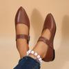 Fashion women's genuine leather double metal buckle slip-on Mary Jane ballet flats soft comfortable casual female shoes