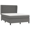 Box Spring Bed with Mattress Gray 140x190 Cm Faux Leather