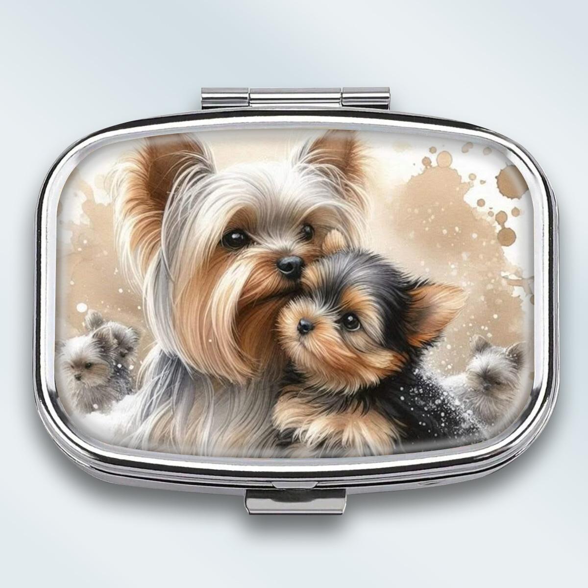 

Portable Pill Box with 2 Compartments, Mini Metal Medicine Organizer Case, Cute Printed Pill Container for Vitamins, Pills, Jewelry, Travel, Daily Use різнокольоровий