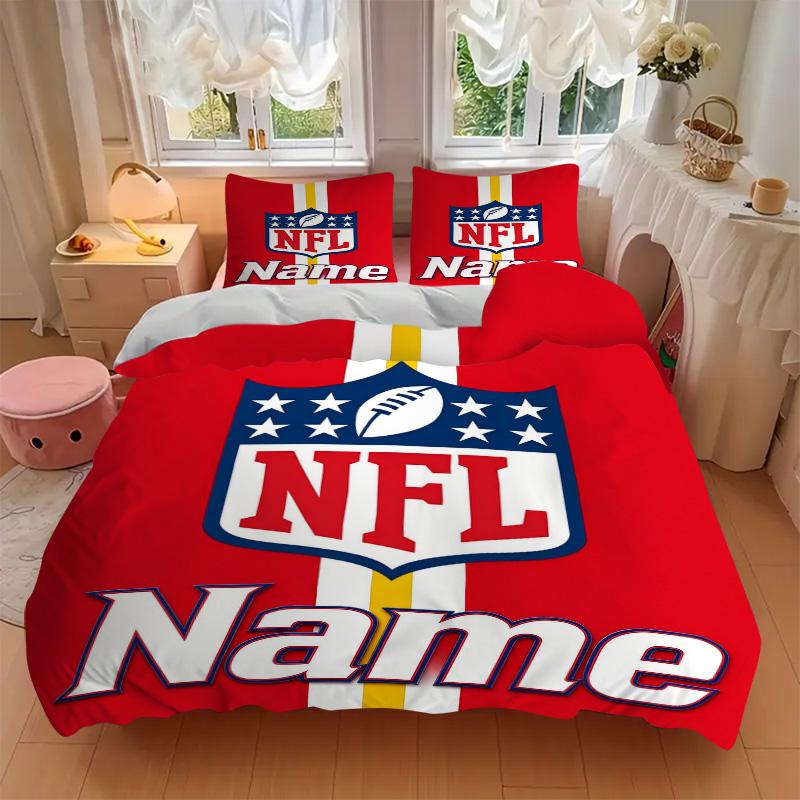 Personalized Nfl Soft Bedding 3 Piece Set HD Print Duvet Cover Pillowcases for Teens Adult Bedroom Decoration Christmas Gift C1035