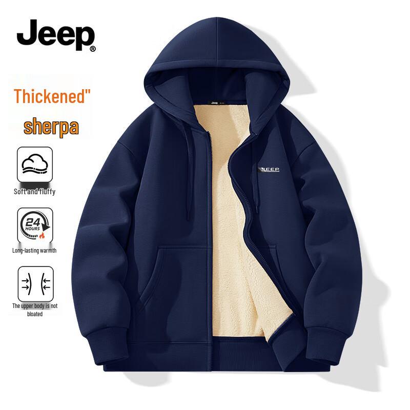 JEEP Men s Sherpa Fleece Hooded Zip-Up Jacket 2XL