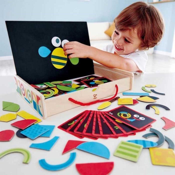 HAPE - Jeux de construction en bois Géoform(e) - E1631 - Coffret artistique magnétique