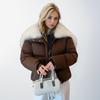 Down Padded Jacket  Winter  Design Sense Splicing Large Lapel Padded Jacket Down Padded Jacket