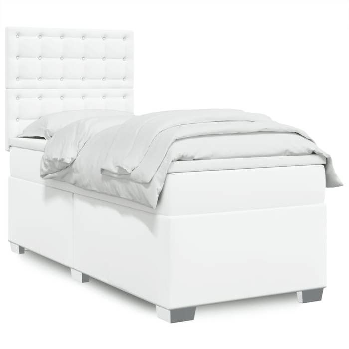 Maison Exclusive - Sommier à lattes de lit avec matelas Blanc 80x200 cm Similicuir