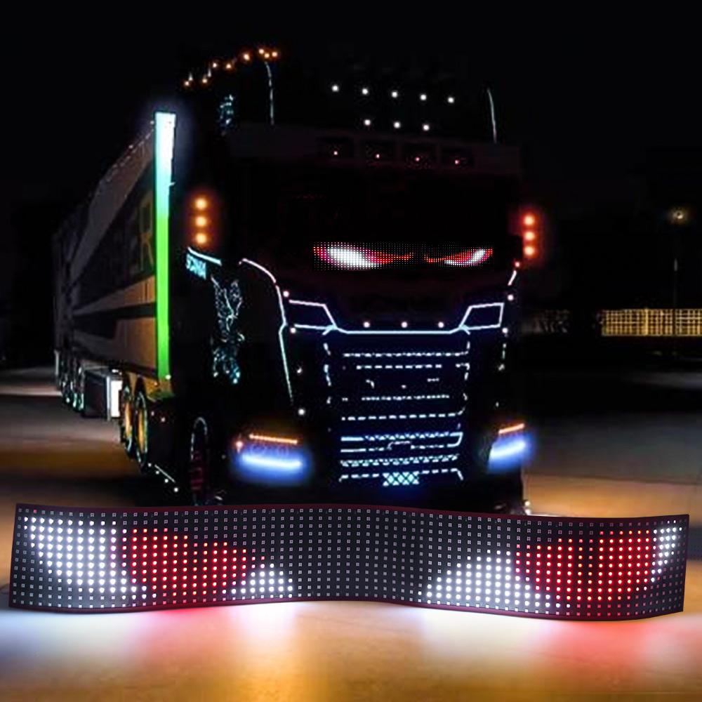 New APP LED Truck Car Devil Eye Light Music Microphone Mode Custom For Board Windshield Text Pattern Lighting Display 24V Remote