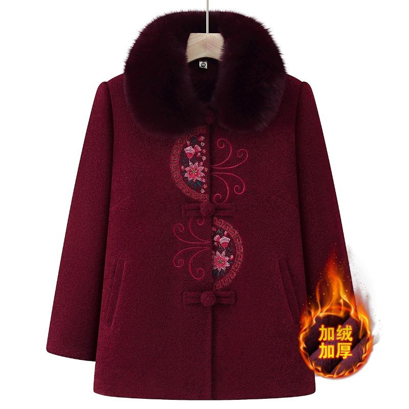 

Middle-aged and elderly winter imitation mink velvet jacket female grandmother velvet thickened warm winter clothing wide lady mother top 1XL [recommended 80-50kg]