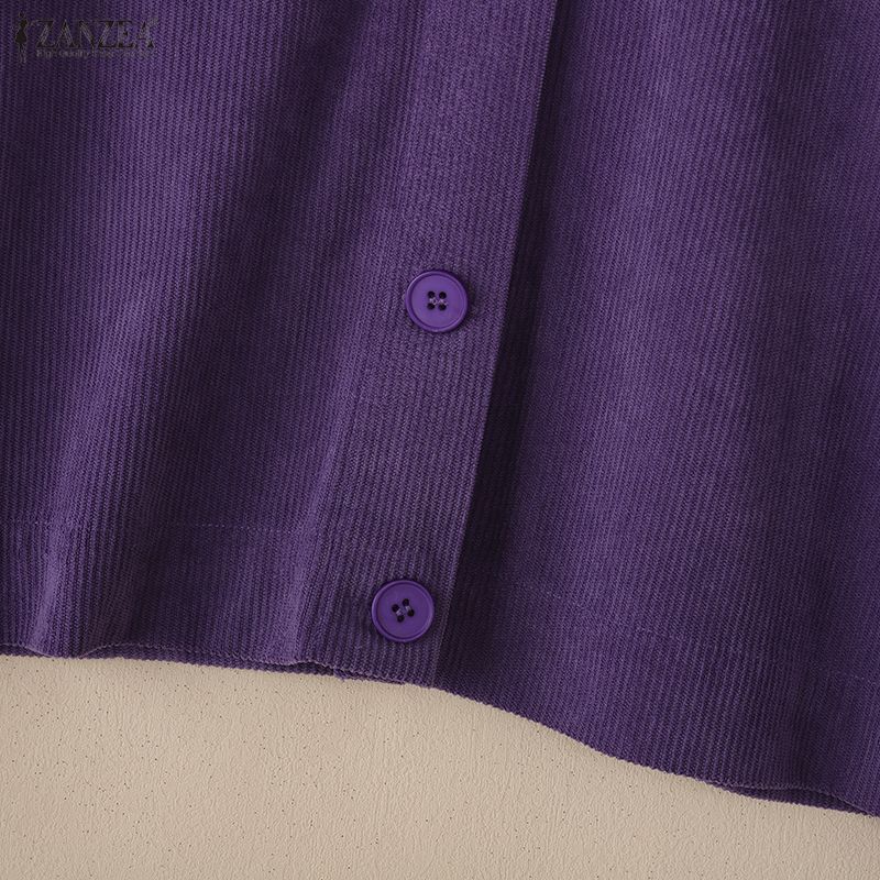 ZANZEA Women Turn Down Collar Loose Casual Long Sleeve Blouse