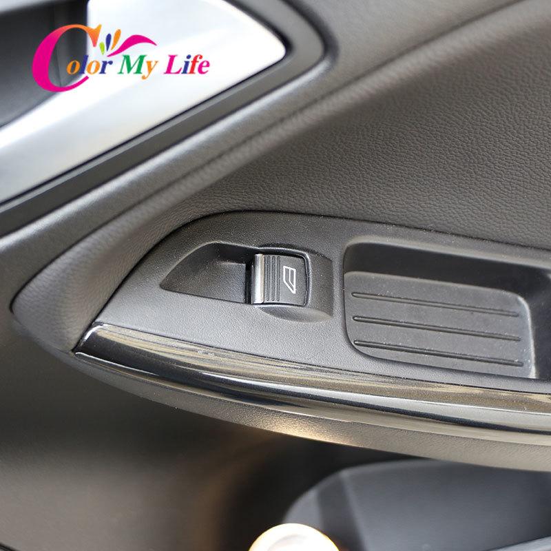 Color My Life Stainless Steel Car Windows Lift Knob Trim Window Lifter Buttons Stickers for Ford Focus 3 4 MK3 MK4 2012