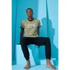 Khaki State bedrucktes, kurzärmliges Herren-Pyjama-Set mit Bündchen