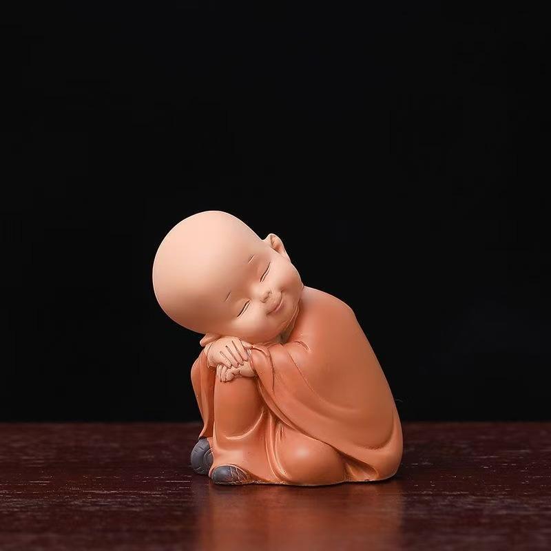 Resin Cute little monk sculptures and figurines Home, Room Car, Office,  Table decoration and accessories Wealth Luck Decor