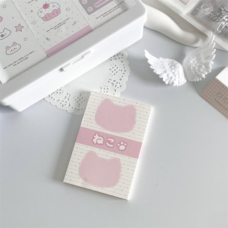 Kawaii Pink Cat Memo Pad 50 Sheets Cute Paw Print Sticky Notes A7 Size Notepad for Journaling Study Office School Stationery