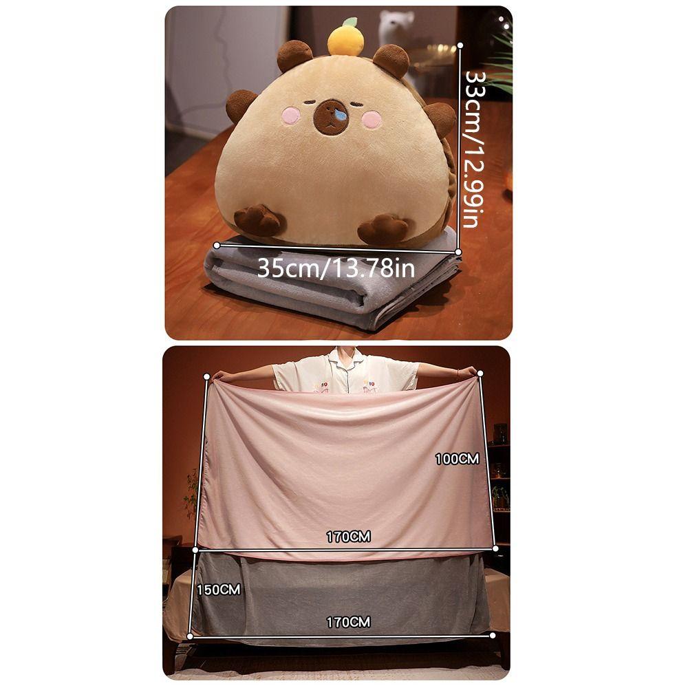 Stuffed Capybara Cartoon Hand Warmer Air Conditioning Blanket Office Backrest  Bedside
