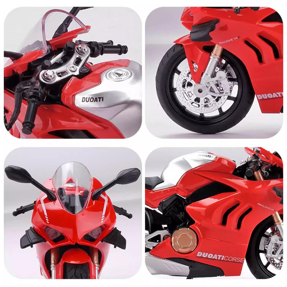 1:12 1199 V4S Racing Motorcycle Model Car Toy Alloy Body Shock Absorption Sound Light Motorbike Wheel Steering Models for Boys