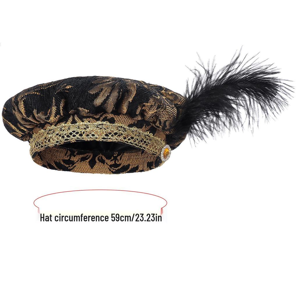 Men's Medieval Dodo Feather Muffin Top Hat - High-End Court Costume Headwear