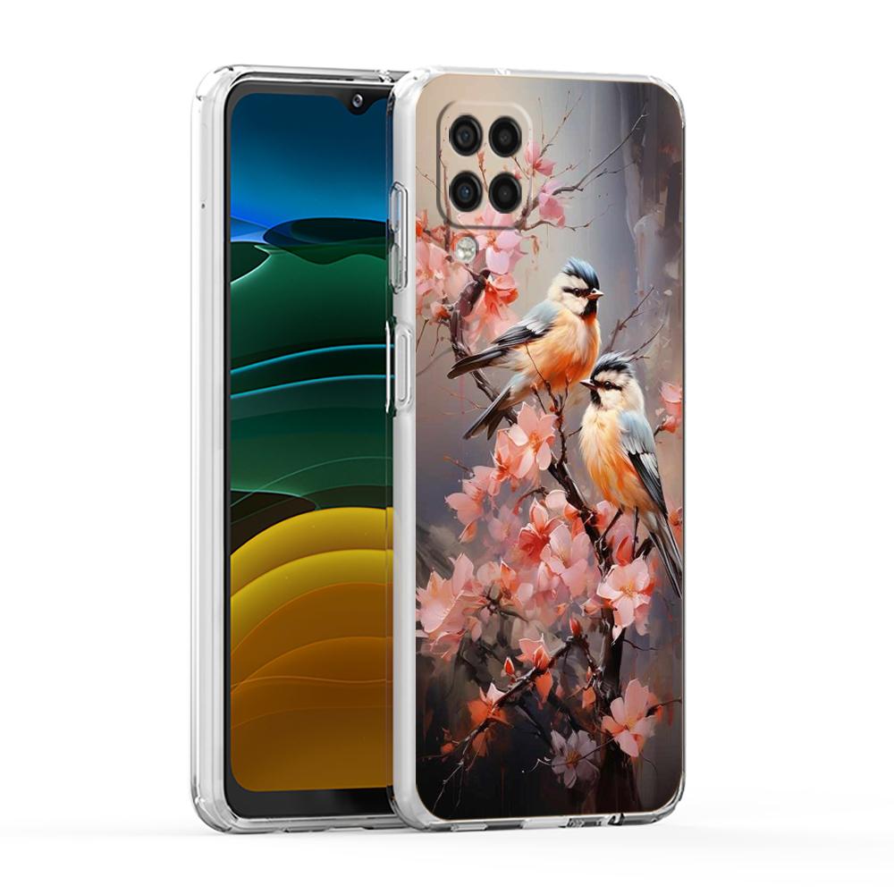 Soft Cover for Samsung Galaxy A25 A23 A22 A52S A52 A55 A72 A71 A41 A31 A13 A11 Transparent Phone Case Flower Floral Bird Pattern