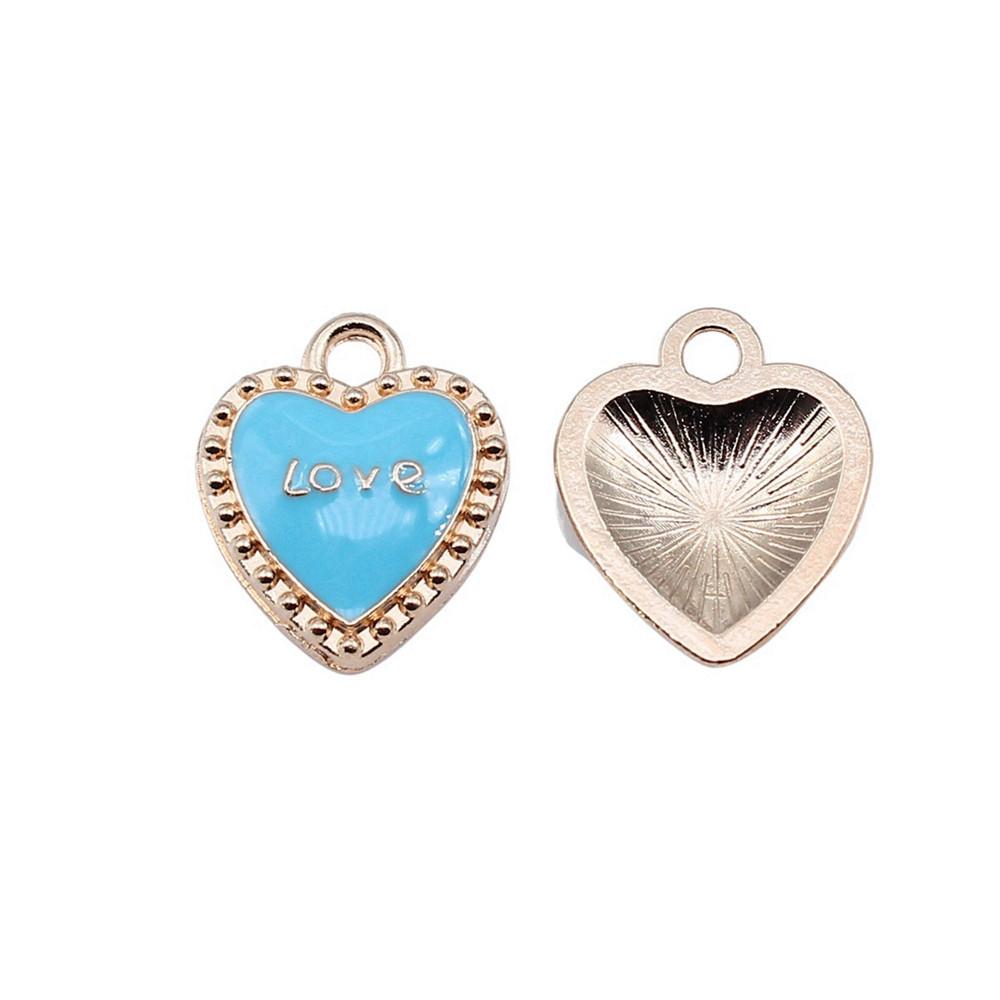 Love Heart Enamel Charms Multi Color Pendants For Romantic Jewelry Component