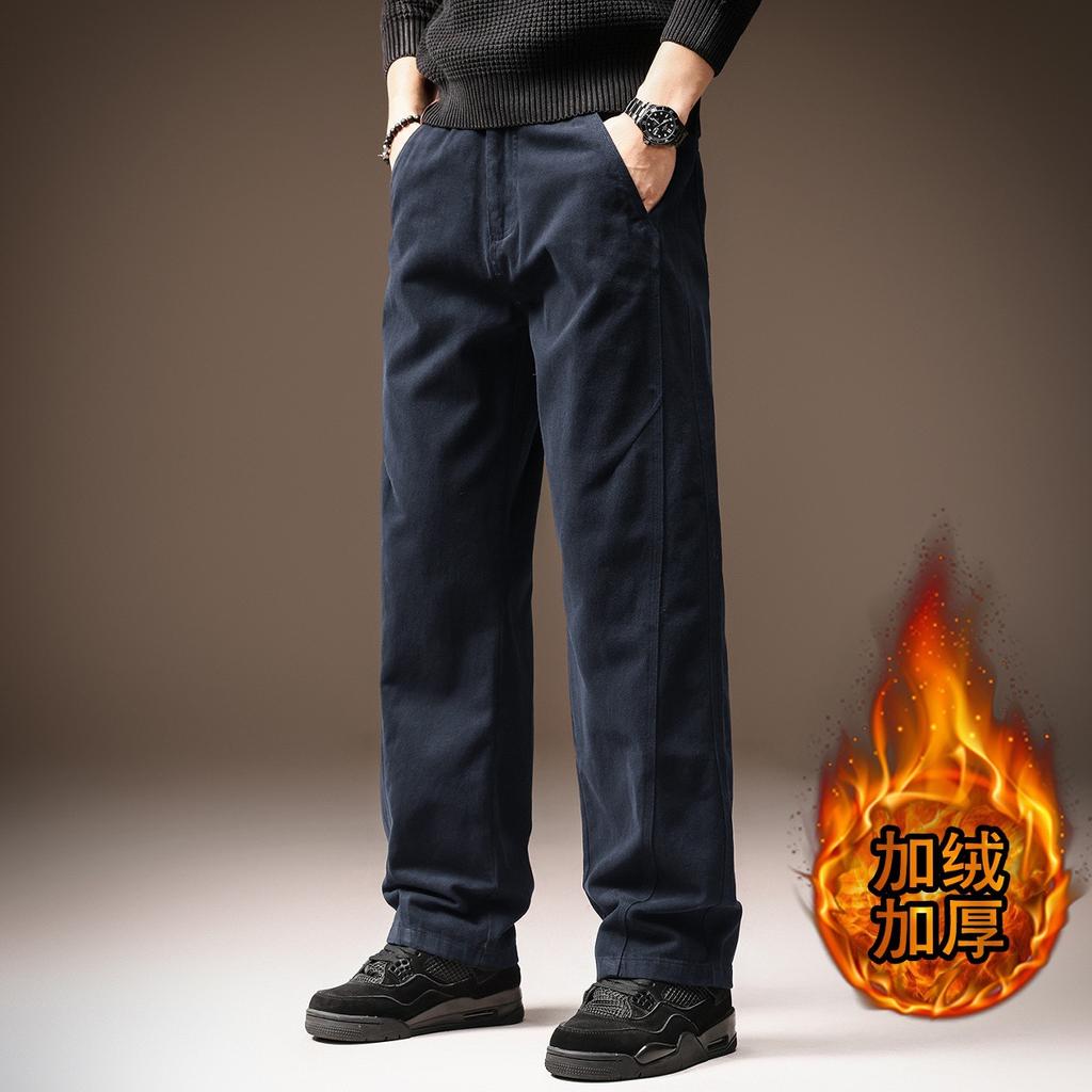 High-end Pure Cotton Tapered Casual Pants for Men, New Autumn Drape American Vintage Loose Loose Straight-leg Pants for Men