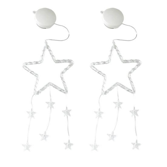 Gift for Holiday Decoration LED Christmas Window Star Decoration, Battery Operated Hanging Warm Staggered Shape Light Lighted Shaped Walls,