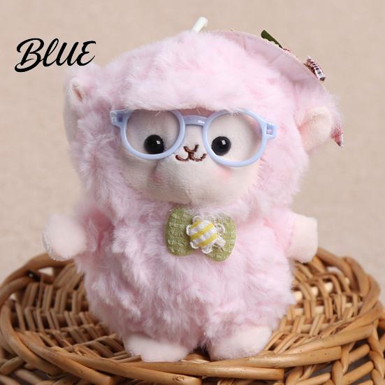 Cute Hanging Decoration Plush Sheep Doll Pendant for Bags And Keys Soft Curly Stuffed Animal Keychain Sweet Style Key Accessory with Bow Glasses