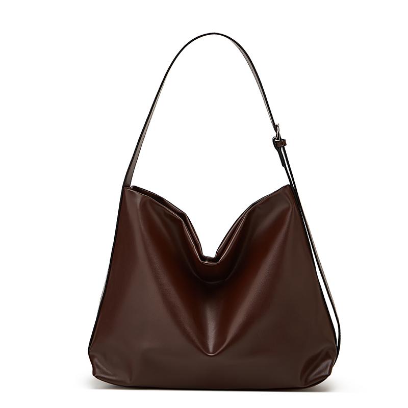 Soft Leather Shoulder Bag Simple Retro Bag Large Capacity Solid Color