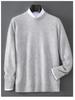 Men's 100% Pure Wool Round Neck Loose Pullover Sweater - Plus Size Cashmere Knit Base Layer for Autumn/Winter