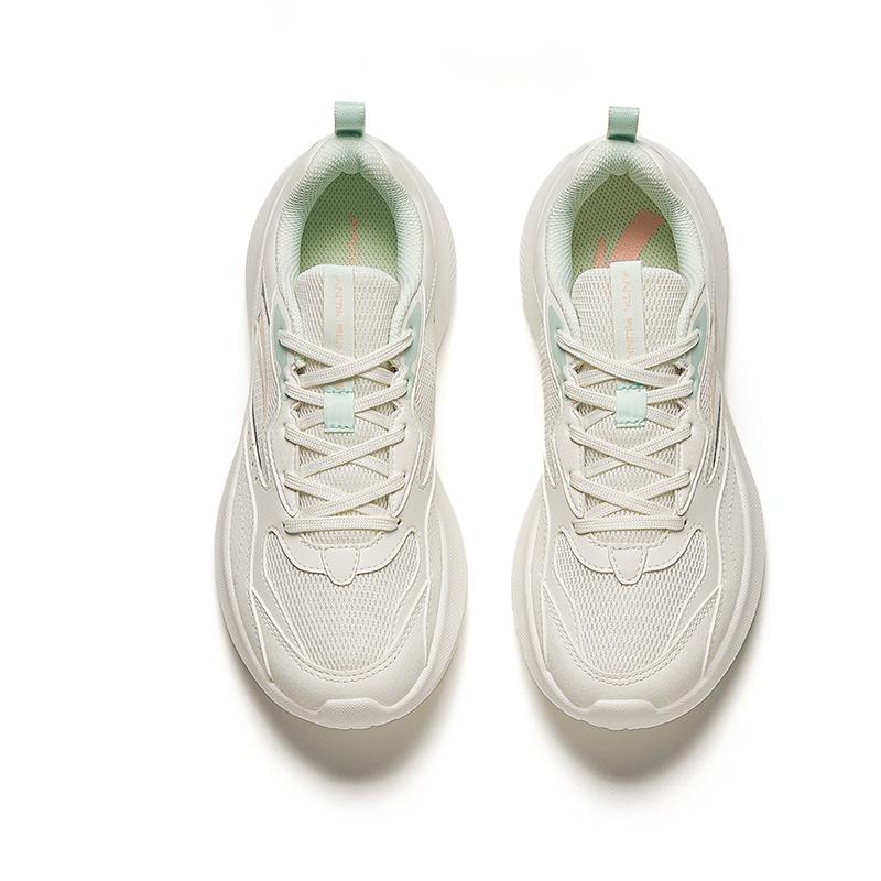 Anta Cushioning Abrasion Resistant Lightweight Low Top Running Shoes Women's White Green Pink Sneakers 922525536F-2