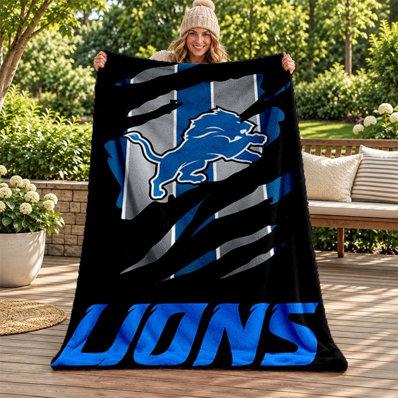 Detroit Lions blanket Flannel Blanket Soft Cozy Plush Throw for Sofa Bed Lightweight Home Decoration Gifts for Christmas various holidays