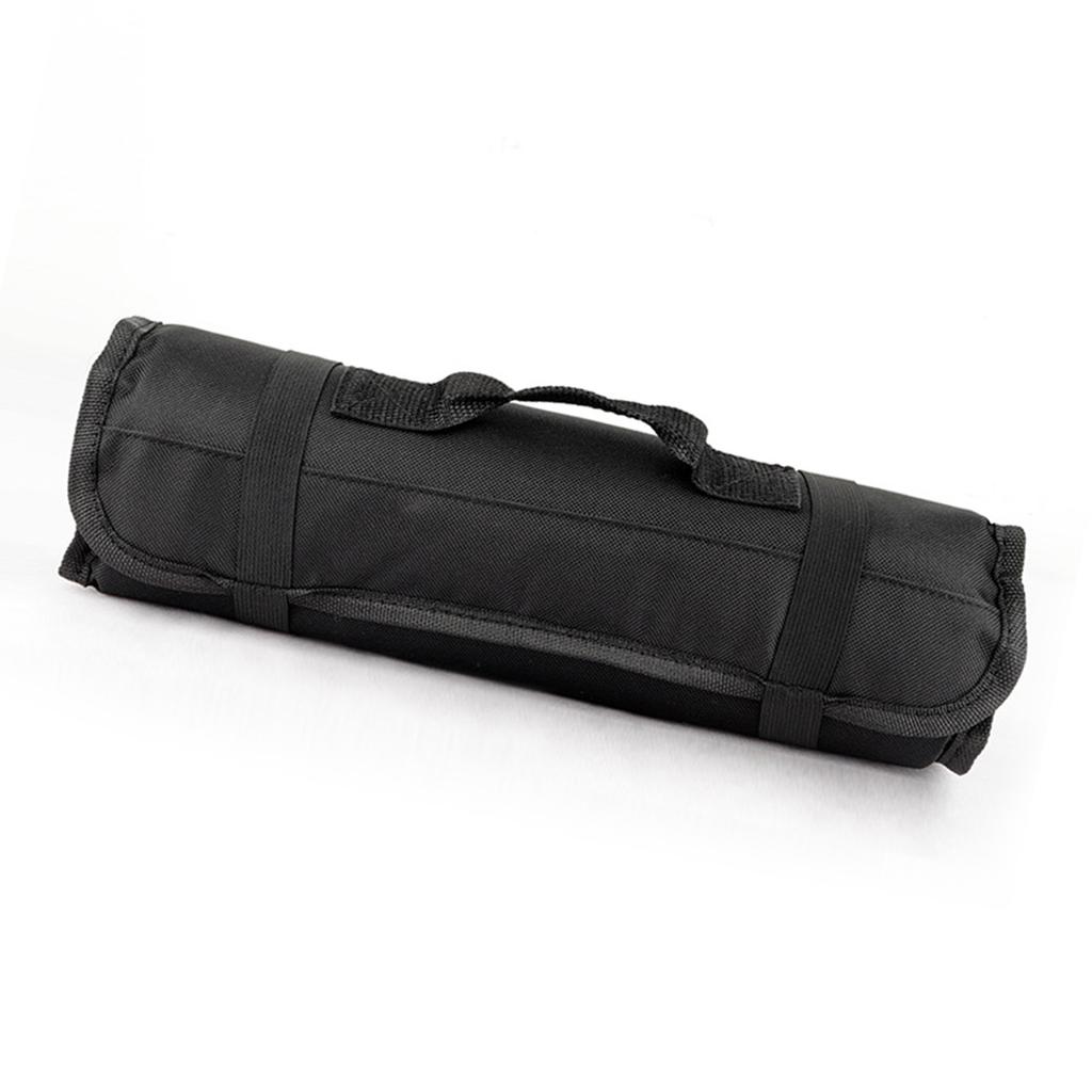 Chef Tool Roll Bag Oxford Cloth Portable Fork Tool Case Holder Pouch with Handle for Culinary Traveling Black