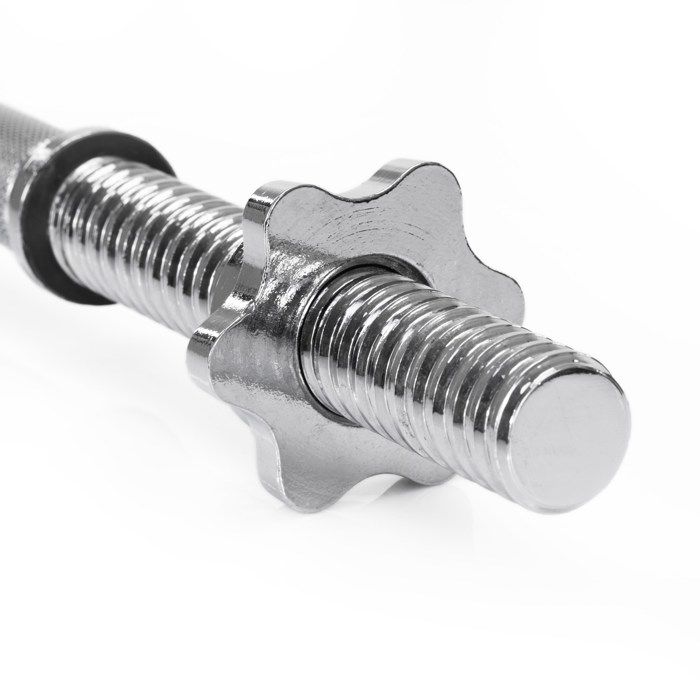 Barre courte pour musculation - SPRINGOS - 48 cm - 28 mm - Acier chromé - Poignée moletée