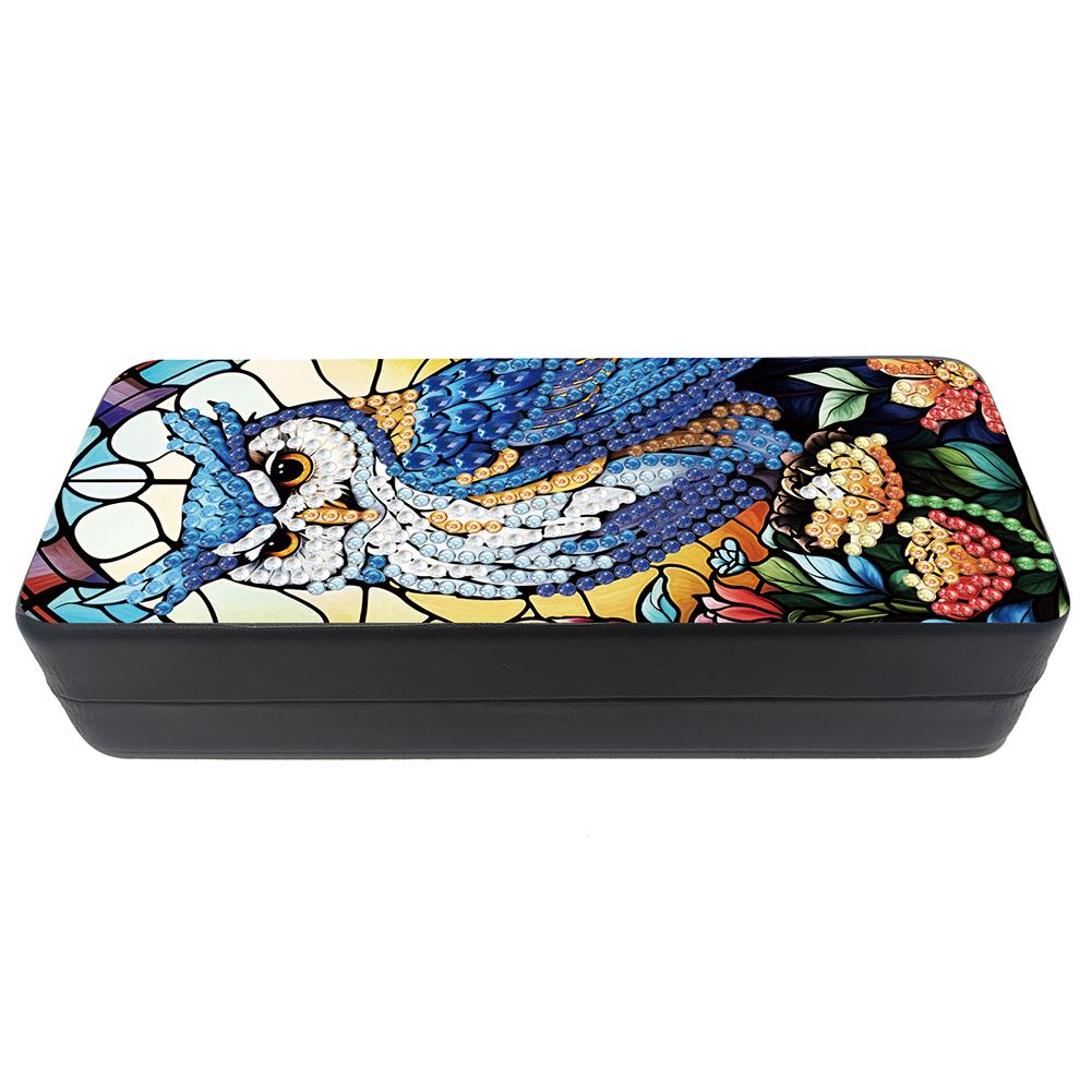 Eule Diamant Malerei Brillenetui Strasssteine Sonnenbrillen Aufbewahrungsbox PU Brillenhalter Etui für Erwachsene Anfänger