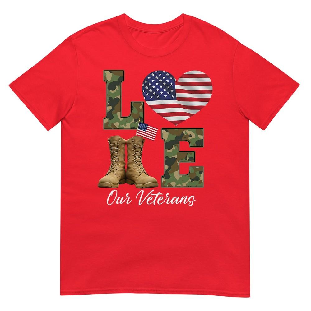 Love Our Veterans Day Proud Military American Flag Thank You TShirt S