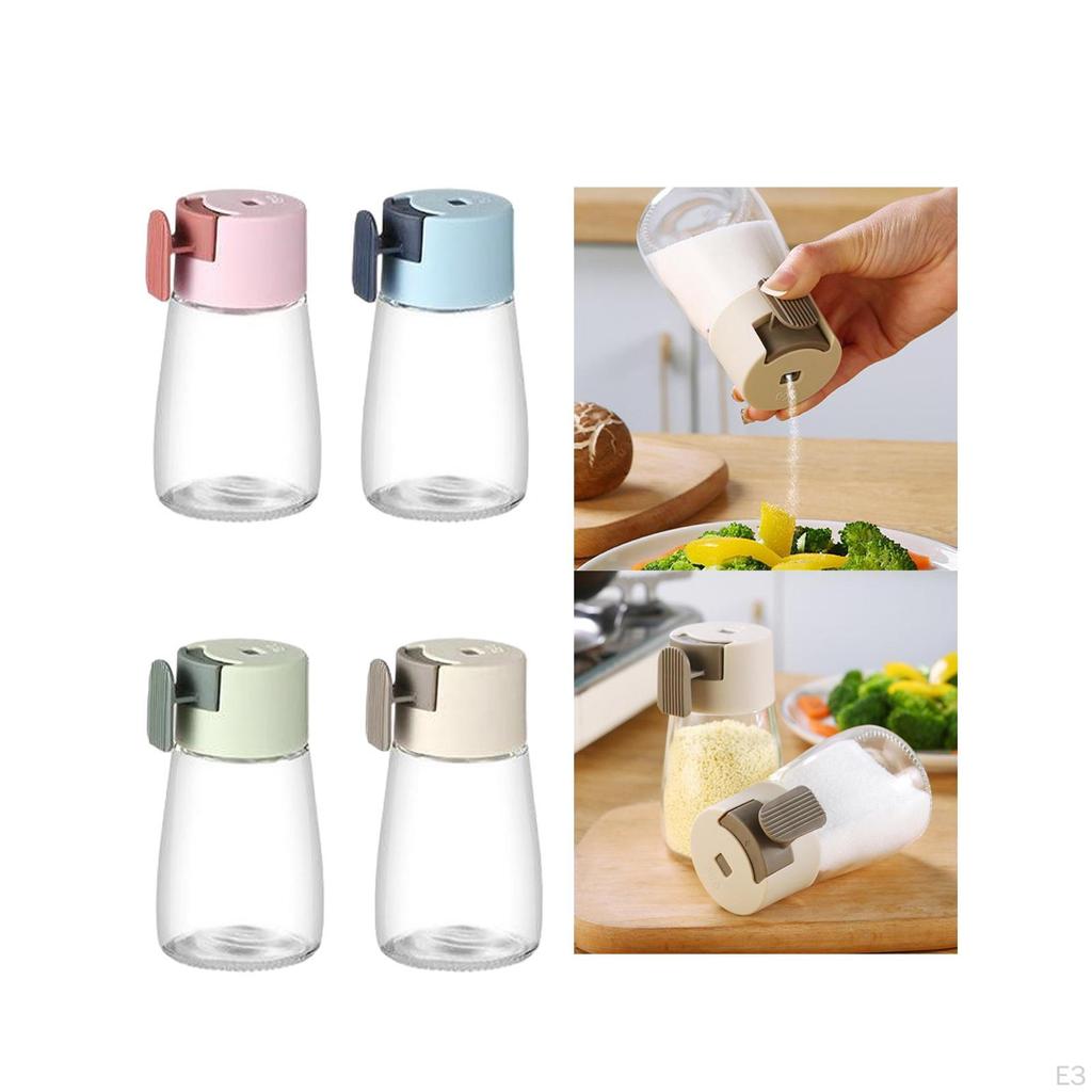 Measuring Seasoning Bottle Push Type Salts Control Jar Glass Limit Shaker