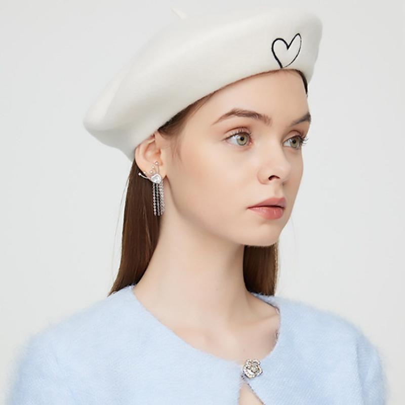 Temperament Pearl Water Diamond Beret Women's Autumn/Winter British Retro Korean Japanese Painter's Hat