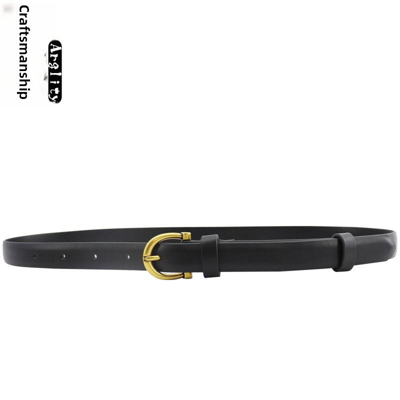 

Meier Women s leather belt - black top grain cowhide, minimalist and versatile, alloy buckle, unisex 100cm чёрный