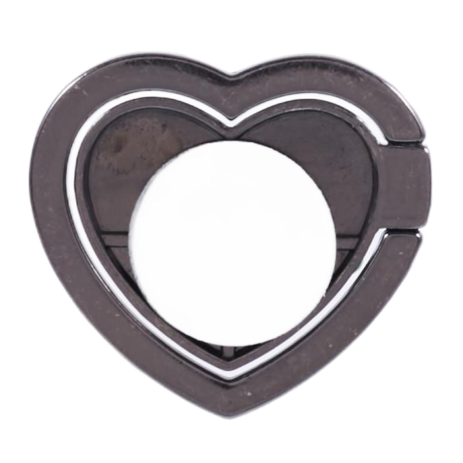 

Heart Shaped Phone Kickstand Rhinestone Decor Metal Phone Finger Ring Grip White