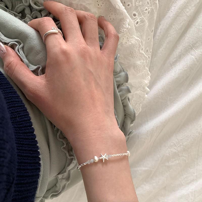 Elegant Pearl Starfish Charm Bracelet Women Gold Plated Adjustable Rope Chain Stylish Minimalist Jewelry Accessory