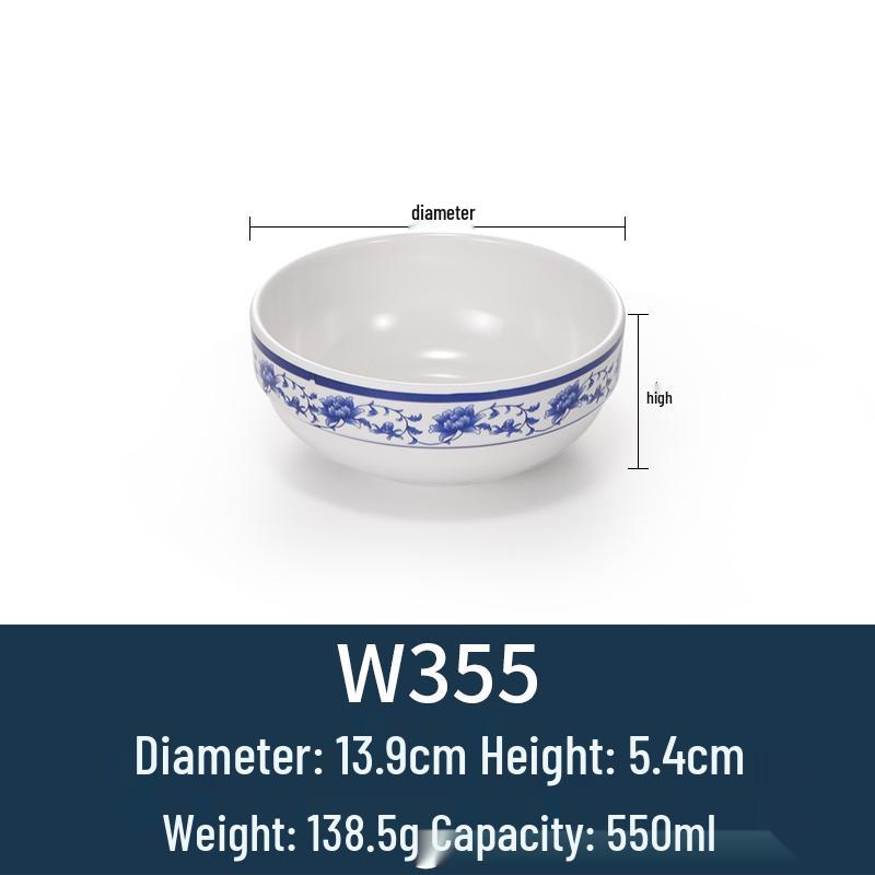 Melamine Blue & White Porcelain-Style Small Bowl for Seasoning, Rice, Porridge, Soup - Ideal for Hotels & Restaurants