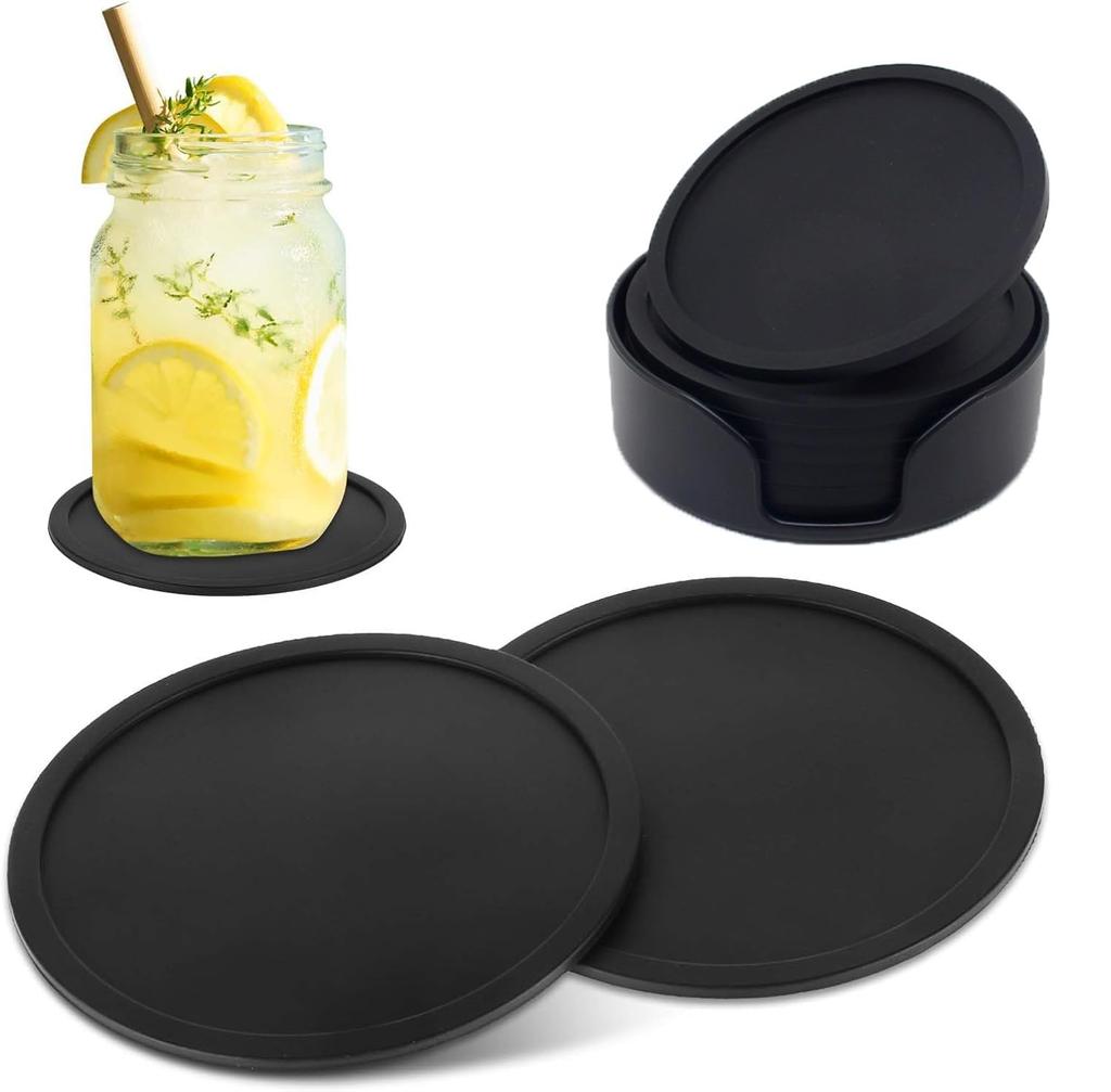 Stylish Silicone Coasters, Heat-resistant and Waterproof, Perfect for Glasses, Tumblers, Mugs, and Teacups. Perfect As a Birthday Gift. Round, Easy