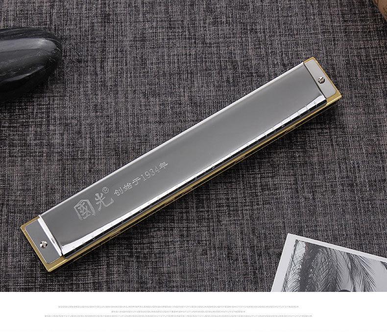 Guoguang 24-Hole Double Reed Harmonica, C Key for Beginner Students and Self-Study, Suitable for All Ages