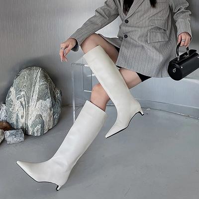 Fashion New Brown High Modern Boots For Women Female Shoes 2024 Fashion Square Luxury Low Heel Pointed Toe Ladies Knee Western Boots
