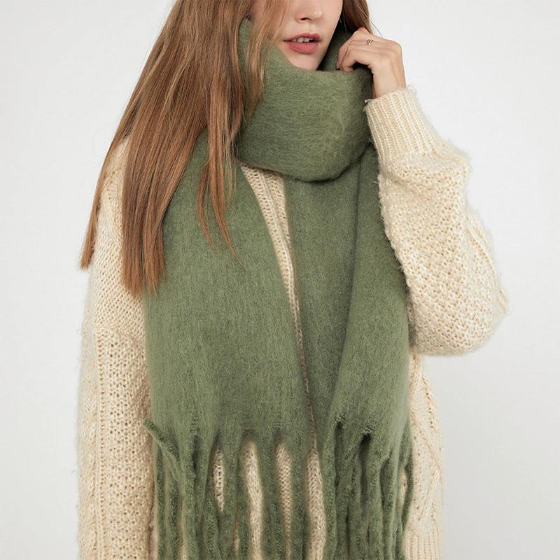 Winter Thick Warm Scarf Women Cashmere Shawl and Wraps Pashmina Neckerchief Bufanda Female Solid Tassel Echarpe Poncho