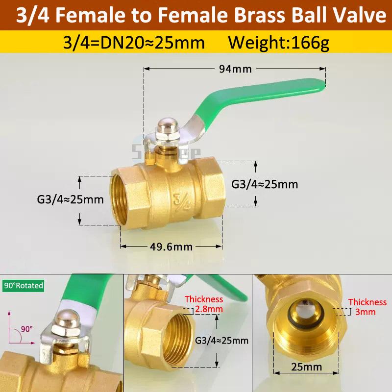 Brass Ball Valve 3/8'' 1/4'' 1/2" Male To Female Thread Connector Joint Copper Pipe Fitting Coupler Adapter 8/10/12mm Hose Barb