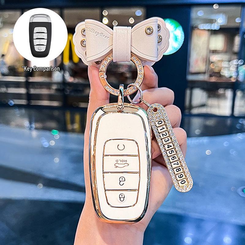 Premium Key Cover for Hongqi H5, HS5, H6, HS3, H9, HS6, EQM5, HS7 - Elegant Car Shell Buckle