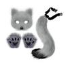 Furry Therian Kostýmová sada pro dívky ženy ocas z umělé kožešiny plyšová maska nadýchané tlapkové rukavice sada liška kočka vlk zvíře cosplay doplňky