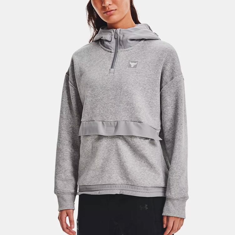 Under Armour Johnson 1/4 Casual Fleece Zip Sports Hoodie Women Hoodies Haze-Gray 1368798-031