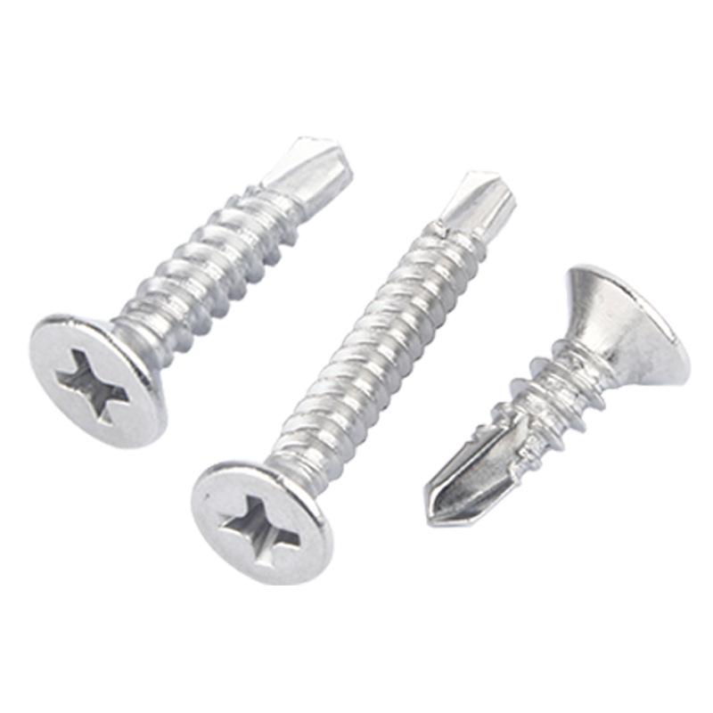 410 Stainless Steel Cross Countersunk Head Self-Tapping Screws, M2.9-M4.2, Flat Head, Self-Drilling, Swallowtail.