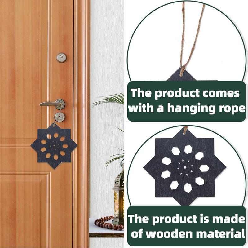 Eid Tree Ornaments Eid Ornaments Wall Decor 8X Holiday Pendant Door Signs Moon Star Castle Window Ornaments Wooden Home Decor
